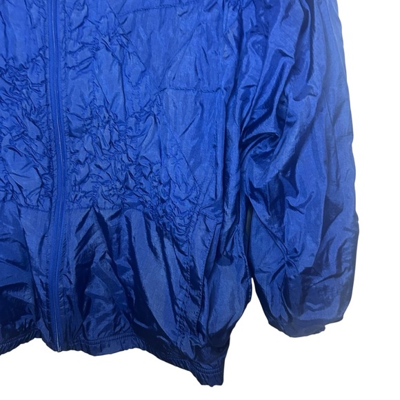 Vintage Blue Crinkle Zip Jacket Sports Accent Size Large - Picture 5 of 12